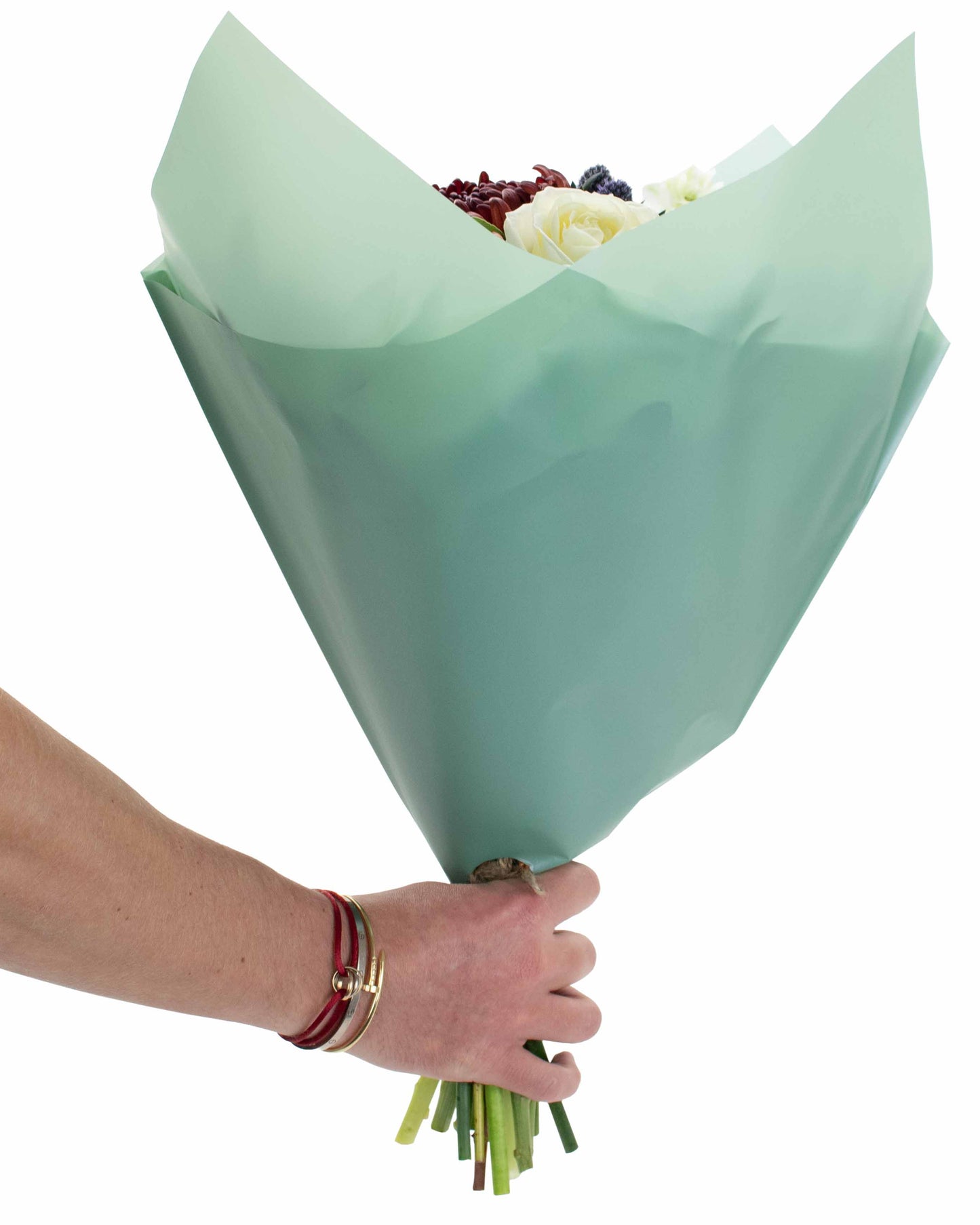 Green Pearlized Skirt with Flowers